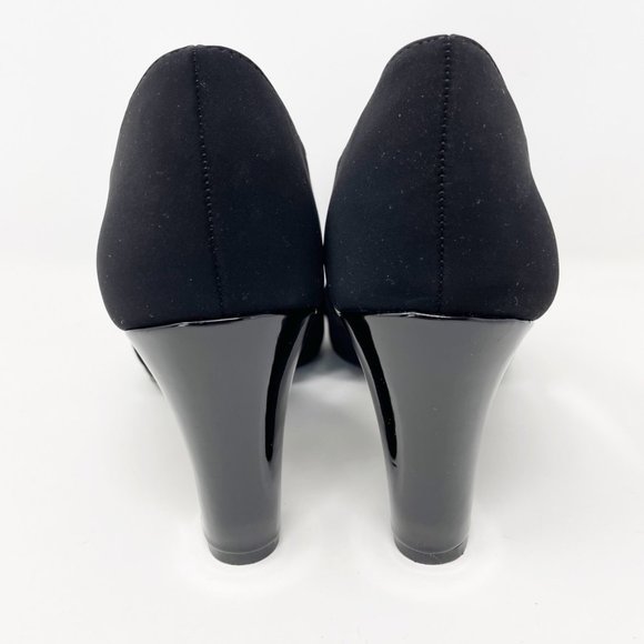 Life Stride Womens Black Vegan Suede Comfort Heel Slip On Peep toe Pumps 9.5 - Picture 7 of 11